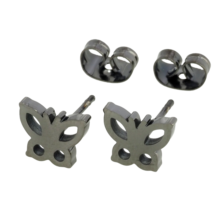 Серьги Xuping TTM Stainless Steel цвет графит пусеты Бабочки фото №10