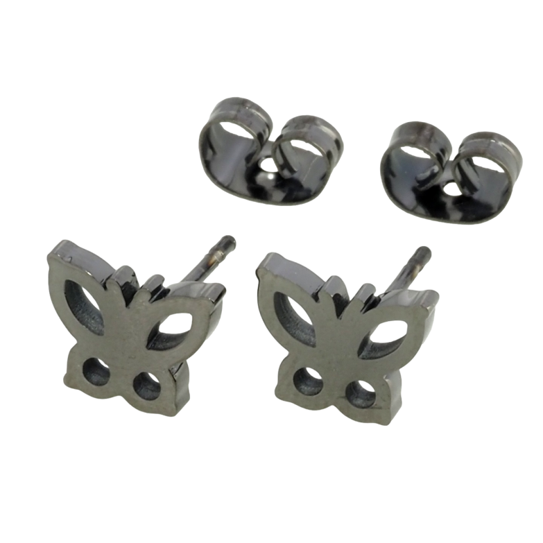 Сережки Xuping TTM Stainless Steel колір графіт пусети Метелики фото №3 Сережки Xuping TTM Stainless Steel колір графіт пусети Метелики фото №3