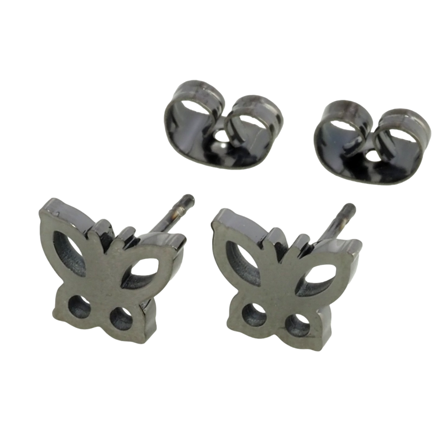 Серьги Xuping TTM Stainless Steel цвет графит пусеты Бабочки фото №1 Серьги Xuping TTM Stainless Steel цвет графит пусеты Бабочки фото №1