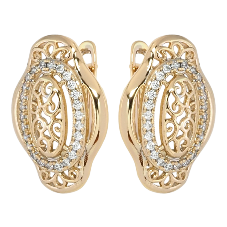 Серьги Xuping Позолота 18K английский замок Ажурный узор с цирконием фото №5 Серьги Xuping Позолота 18K английский замок Ажурный узор с цирконием фото №5