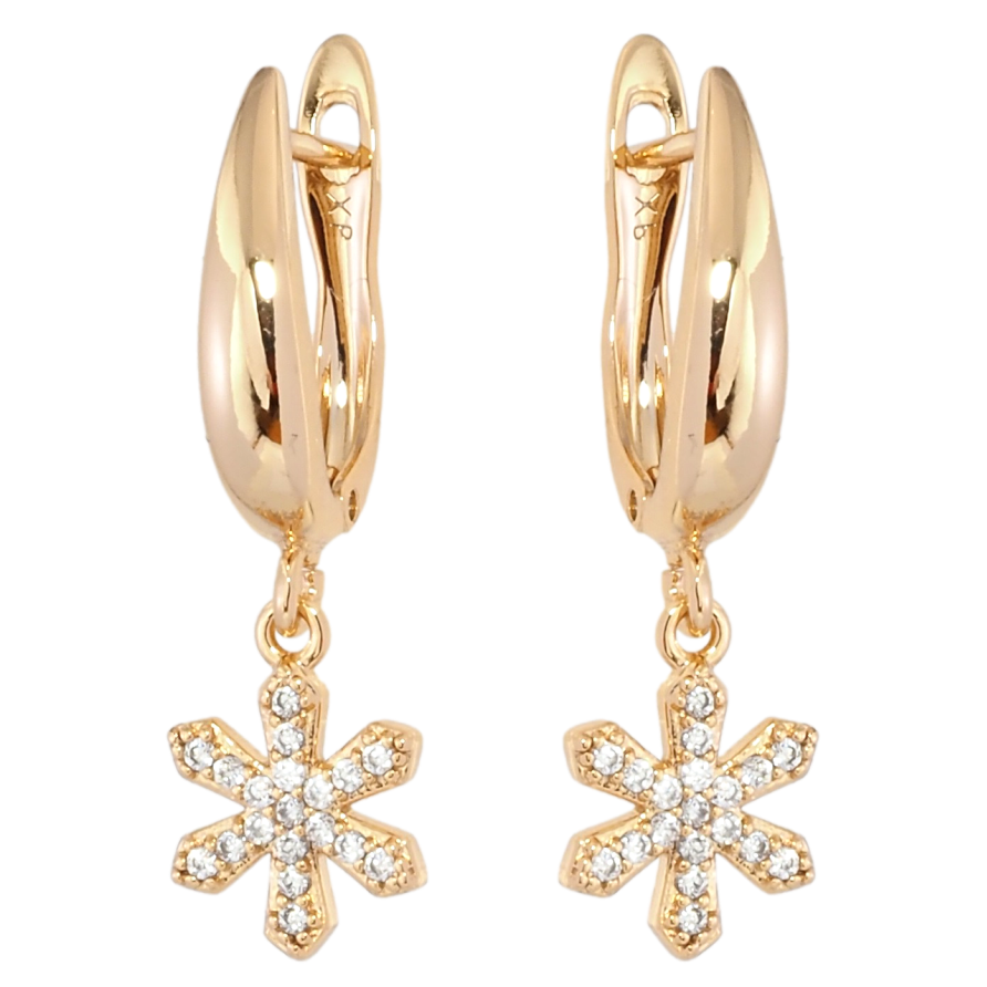 Серьги Xuping Позолота 18K английский замок Снежинки фото №1 Серьги Xuping Позолота 18K английский замок Снежинки фото №1