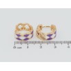Серьги Xuping Позолота 18K колечки Узор с бело-сиреневой эмалью фото №2 Серьги Xuping Позолота 18K колечки Узор с бело-сиреневой эмалью фото №2