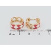 Сережки Xuping Позолота 18K колечка Візерунок з біло-кораловою емаллю фото №2 Сережки Xuping Позолота 18K колечка Візерунок з біло-кораловою емаллю фото №2