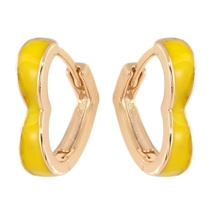Серьги Xuping цвет 18K колечки Сердечки с желтой эмалью фото №23 Серьги Xuping цвет 18K колечки Сердечки с желтой эмалью фото №23