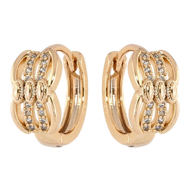 Сережки Xuping Позолота 18K колечка Декоративний візерунок із цирконієм фото №4 Сережки Xuping Позолота 18K колечка Декоративний візерунок із цирконієм фото №4