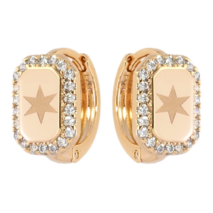 Серьги Xuping Позолота 18K колечки Звездный узор в обрамлении циркония фото №8 Серьги Xuping Позолота 18K колечки Звездный узор в обрамлении циркония фото №8