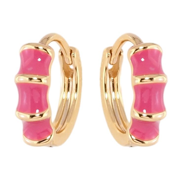 Серьги Xuping Позолота 18K колечки Узор с розовой эмалью фото №5 Серьги Xuping Позолота 18K колечки Узор с розовой эмалью фото №5