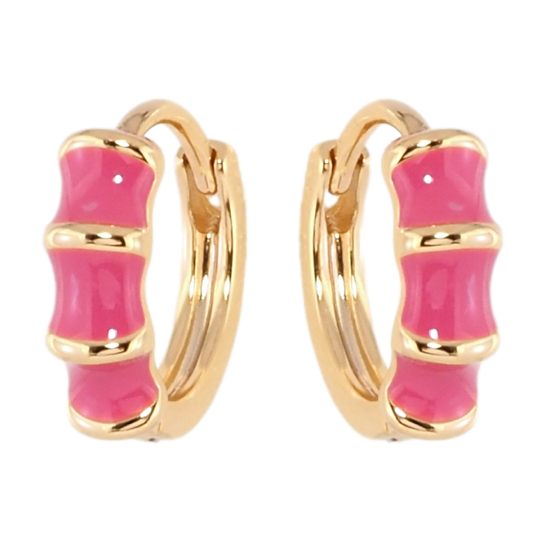 Серьги Xuping Позолота 18K колечки Узор с розовой эмалью фото №2 Серьги Xuping Позолота 18K колечки Узор с розовой эмалью фото №2