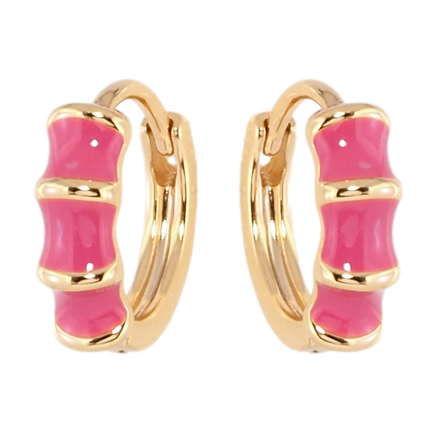 Серьги Xuping Позолота 18K колечки Узор с розовой эмалью фото №1 Серьги Xuping Позолота 18K колечки Узор с розовой эмалью фото №1