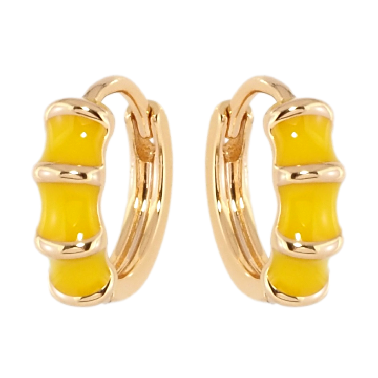 Серьги Xuping Позолота 18K колечки Узор с желтой эмалью фото №11 Серьги Xuping Позолота 18K колечки Узор с желтой эмалью фото №11