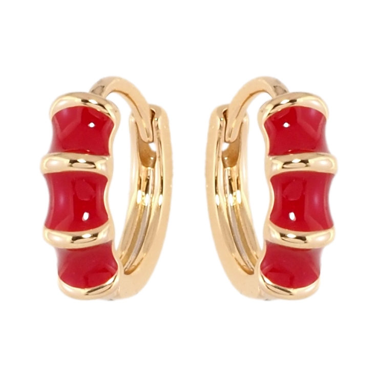 Серьги Xuping Позолота 18K колечки Узор с красной эмалью фото №9 Серьги Xuping Позолота 18K колечки Узор с красной эмалью фото №9