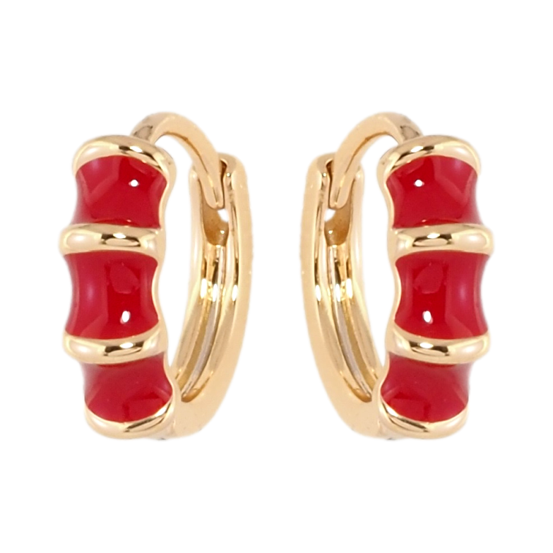 Сережки Xuping Позолота 18K колечка Візерунок з червоною емаллю фото №6 Сережки Xuping Позолота 18K колечка Візерунок з червоною емаллю фото №6
