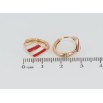 Серьги Xuping Позолота 18K колечки Ромбы с красно-белой эмалью на одну сторону фото №2 Серьги Xuping Позолота 18K колечки Ромбы с красно-белой эмалью на одну сторону фото №2