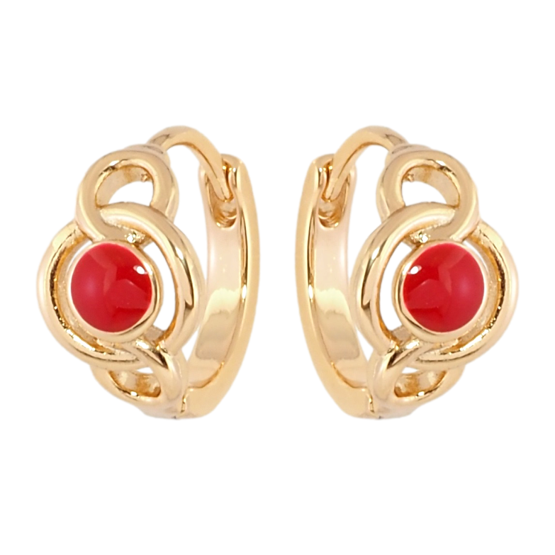 Сережки Xuping Позолота 18K колечка Візерунок із червоною емаллю фото №19 Сережки Xuping Позолота 18K колечка Візерунок із червоною емаллю фото №19