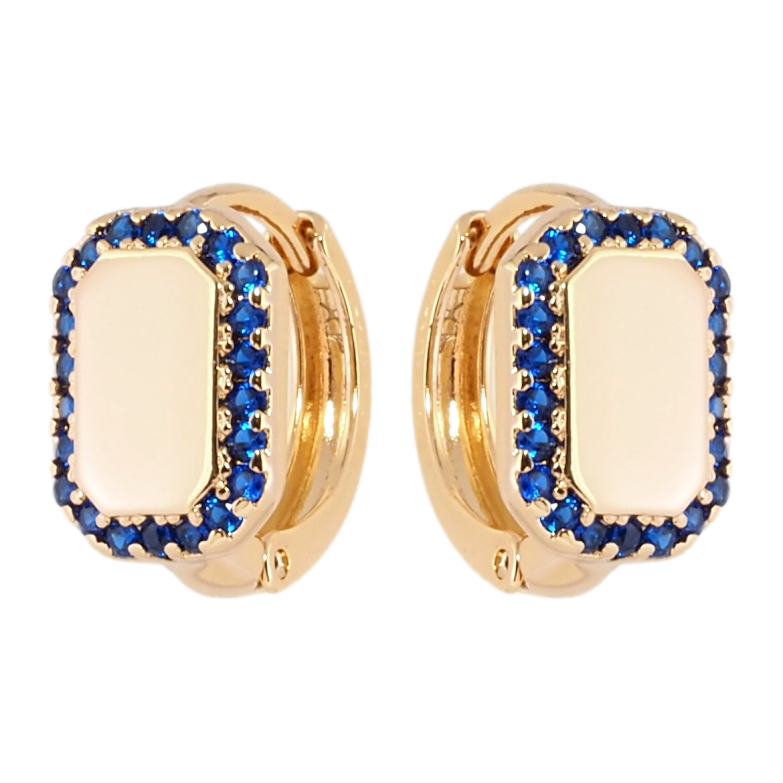 Серьги Xuping Позолота 18K колечки Инкрустация синим цирконием фото №3