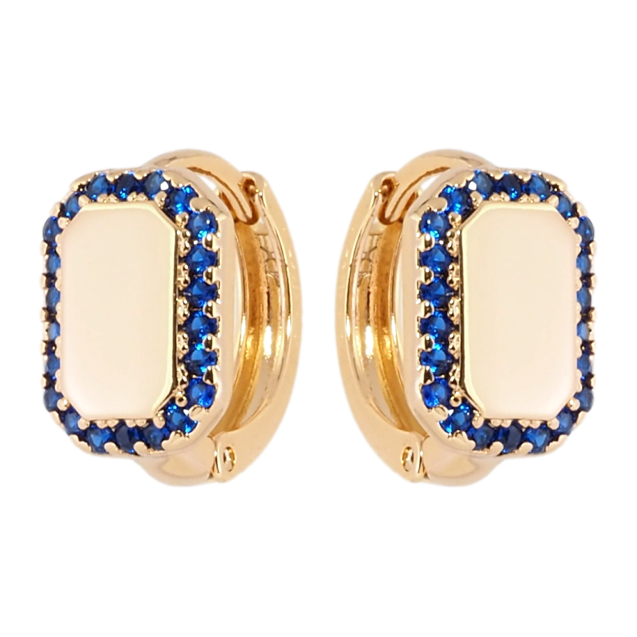 Сережки Xuping Позолота 18K колечка Інкрустація синім цирконієм фото №1