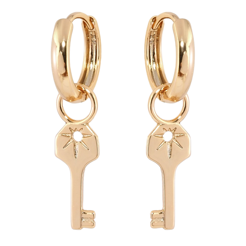Сережки Xuping Позолота 18K підвіски на колечках Ключики 2 в 1 фото №4