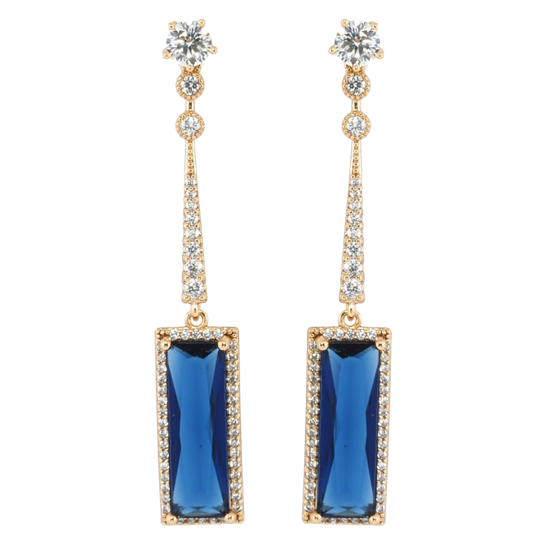 Серьги Xuping Позолота 18K пусеты Подвески с синими фианитами и цирконием фото №1 Серьги Xuping Позолота 18K пусеты Подвески с синими фианитами и цирконием фото №1