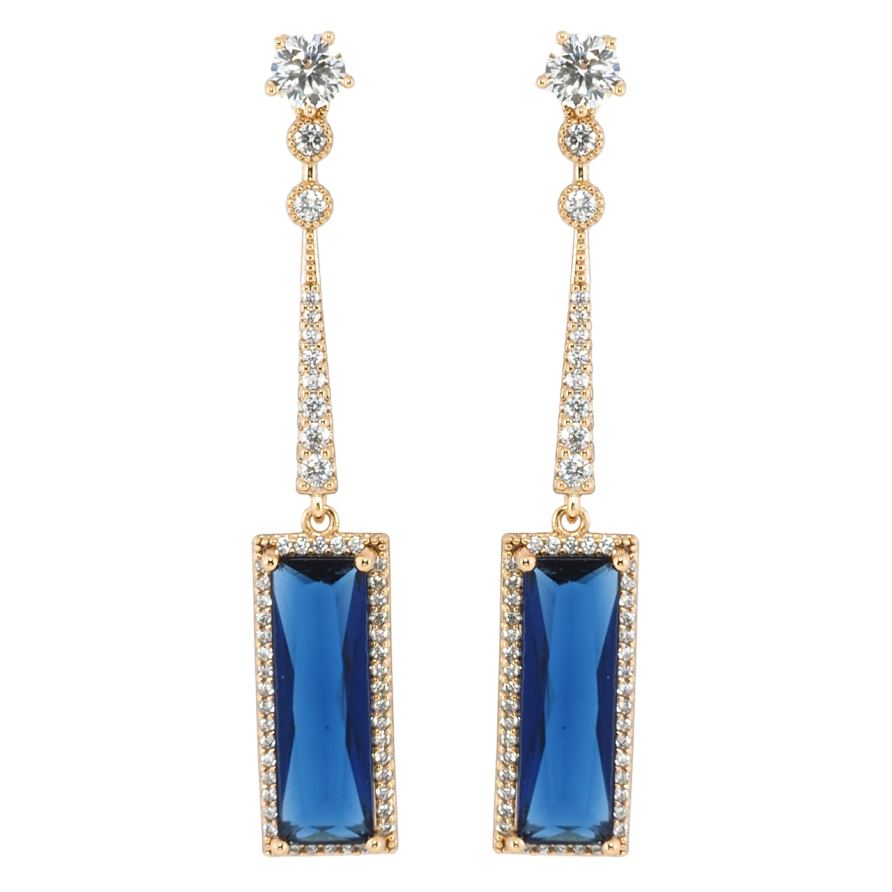 Серьги Xuping Позолота 18K пусеты Подвески с синими фианитами и цирконием фото №1 Серьги Xuping Позолота 18K пусеты Подвески с синими фианитами и цирконием фото №1