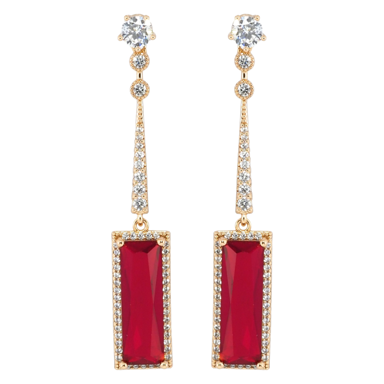 Серьги Xuping Позолота 18K пусеты Подвески с красными фианитами и цирконием фото №2 Серьги Xuping Позолота 18K пусеты Подвески с красными фианитами и цирконием фото №2