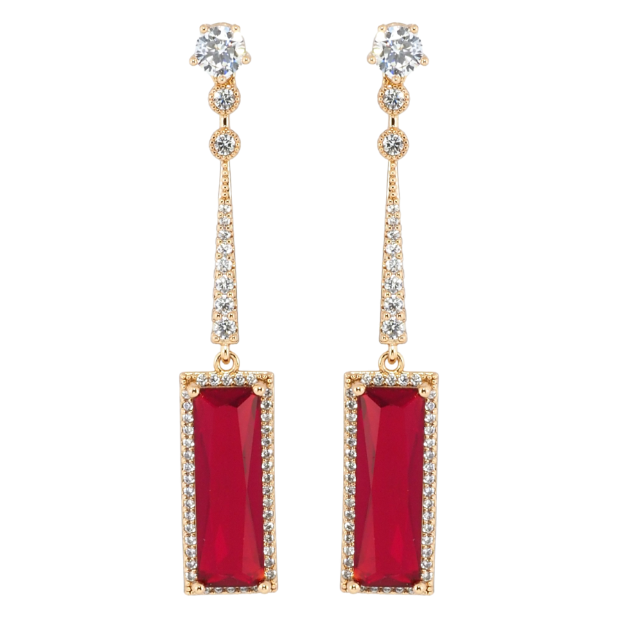 Серьги Xuping Позолота 18K пусеты Подвески с красными фианитами и цирконием фото №1 Серьги Xuping Позолота 18K пусеты Подвески с красными фианитами и цирконием фото №1