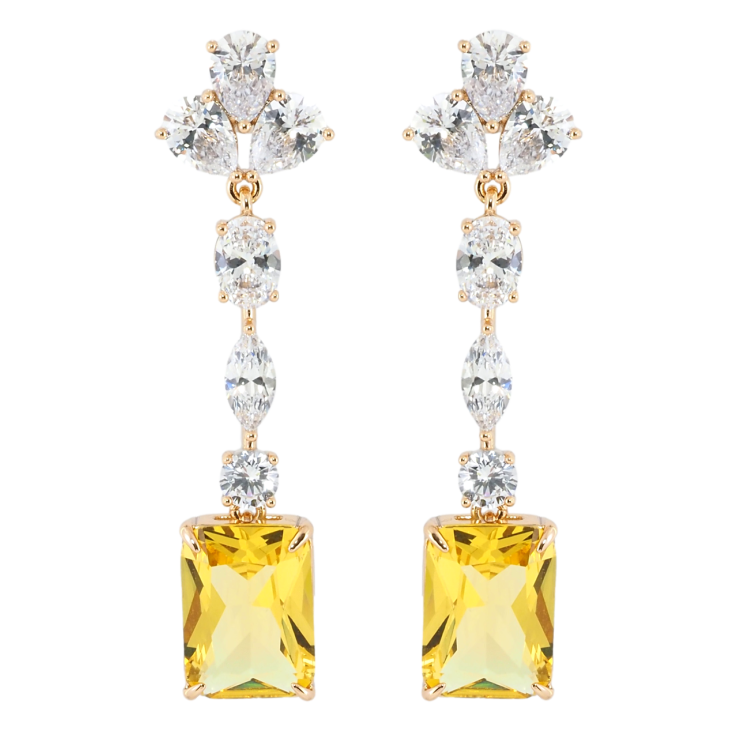 Серьги Xuping Позолота 18K пусеты Кристальные подвески с желтыми фианитами фото №8 Серьги Xuping Позолота 18K пусеты Кристальные подвески с желтыми фианитами фото №8