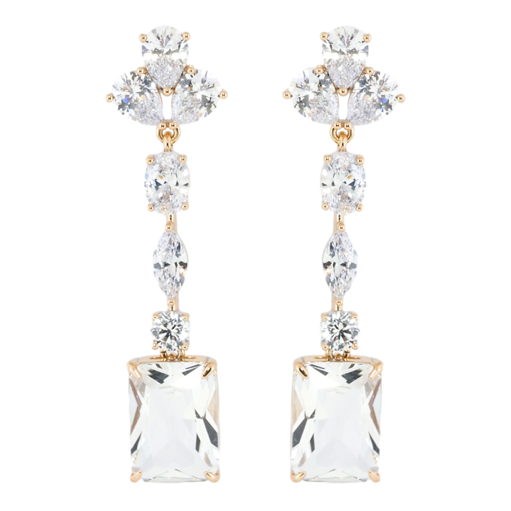 Серьги Xuping Позолота 18K пусеты Кристальные подвески с фианитами фото №5 Серьги Xuping Позолота 18K пусеты Кристальные подвески с фианитами фото №5