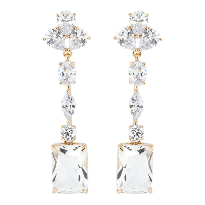 Серьги Xuping Позолота 18K пусеты Кристальные подвески с фианитами фото №14