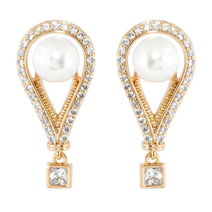 Серьги Xuping Позолота 18K пусеты Декоративные подвески с цирконием и жемчугом фото №7 Серьги Xuping Позолота 18K пусеты Декоративные подвески с цирконием и жемчугом фото №7