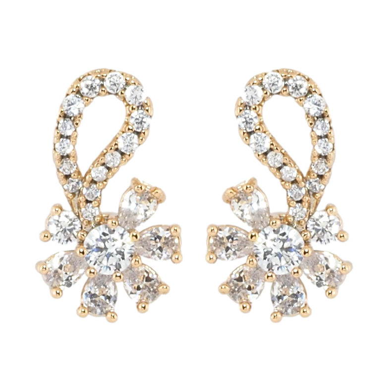 Серьги Xuping Позолота 18K пусеты Цветочки с цирконием фото №2 Серьги Xuping Позолота 18K пусеты Цветочки с цирконием фото №2