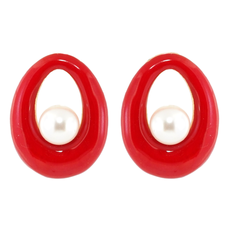 Серьги Xuping Позолота 18K пусеты Красные капельки с эмалью и жемчугом фото №18 Серьги Xuping Позолота 18K пусеты Красные капельки с эмалью и жемчугом фото №18
