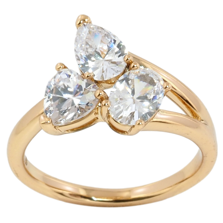 Каблучка Xuping Позолота 18K Три фіаніти фото №12 Каблучка Xuping Позолота 18K Три фіаніти фото №12