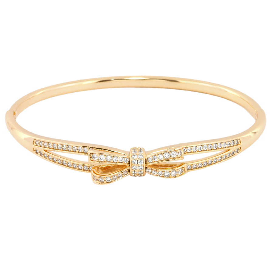 Браслет Xuping Позолота 18K Бант з цирконієм ø 6см фото №1 Браслет Xuping Позолота 18K Бант з цирконієм ø 6см фото №1