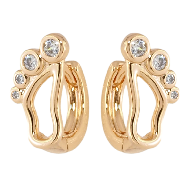Сережки Xuping Позолота 18K колечки Ніжки з цирконієм фото №1 Сережки Xuping Позолота 18K колечки Ніжки з цирконієм фото №1