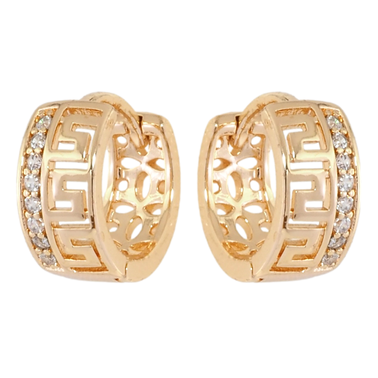 Серьги Xuping M&L Цвет 18K колечки Греческий узор с дорожкой циркония фото №25 Серьги Xuping M&L Цвет 18K колечки Греческий узор с дорожкой циркония фото №25