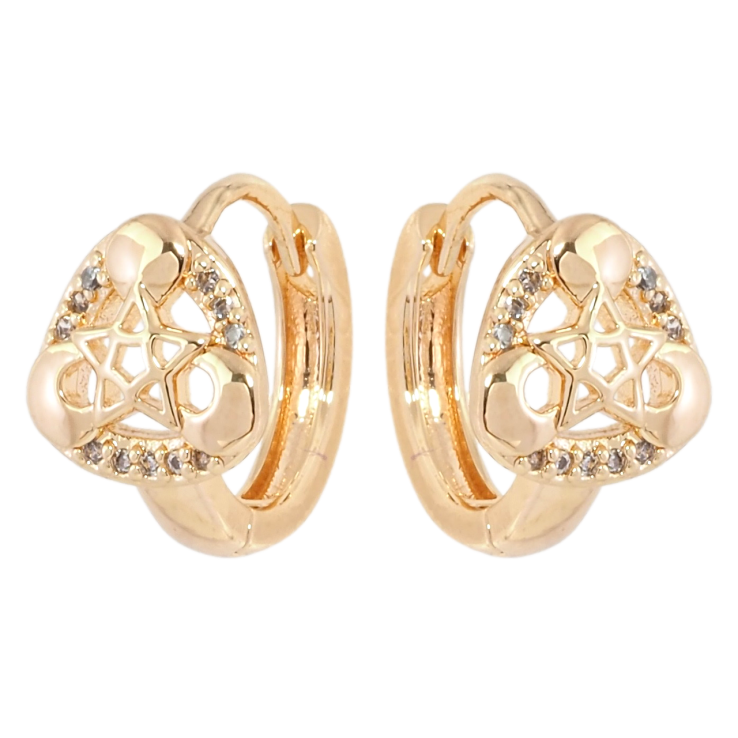 Сережки Xuping M&L Колір 18K колечка Трикутники з візерунком зірочки фото №21 Сережки Xuping M&L Колір 18K колечка Трикутники з візерунком зірочки фото №21