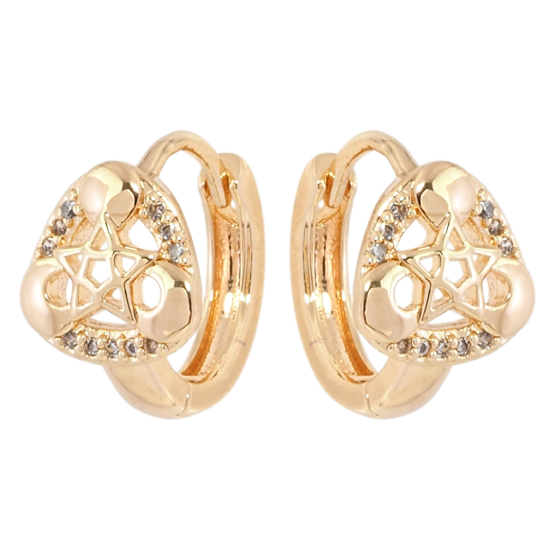 Сережки Xuping M&L Колір 18K колечка Трикутники з візерунком зірочки фото №1 Сережки Xuping M&L Колір 18K колечка Трикутники з візерунком зірочки фото №1