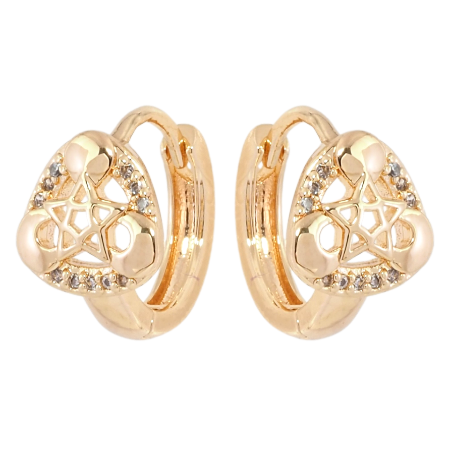 Сережки Xuping M&L Колір 18K колечка Трикутники з візерунком зірочки фото №1 Сережки Xuping M&L Колір 18K колечка Трикутники з візерунком зірочки фото №1