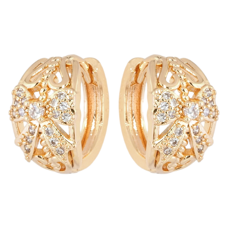 Сережки Xuping M&L Колір 18K колечка Візерунок бантики з цирконієм фото №24 Сережки Xuping M&L Колір 18K колечка Візерунок бантики з цирконієм фото №24