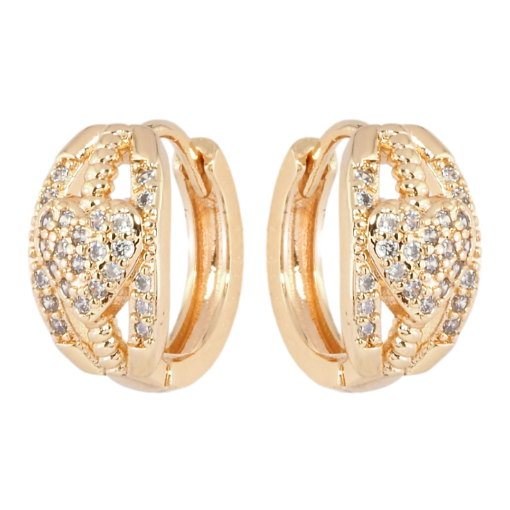 Сережки Xuping M&L Колір 18K колечка Візерунок сердечка з цирконієм фото №4 Сережки Xuping M&L Колір 18K колечка Візерунок сердечка з цирконієм фото №4