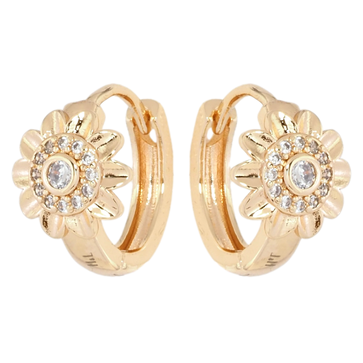 Серьги Xuping M&L Цвет 18K колечки Цветочки с цирконием фото №7