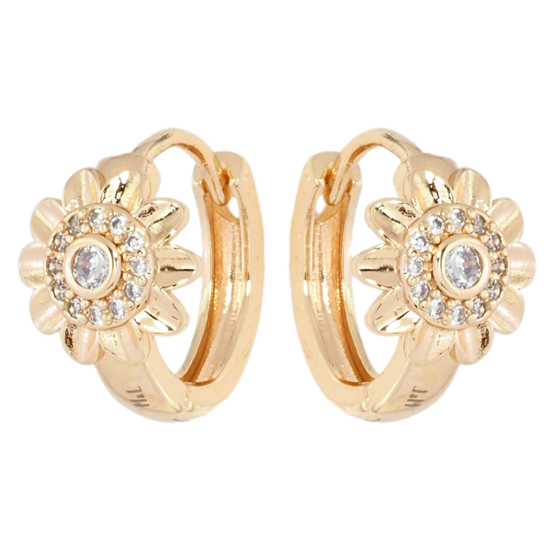 Сережки Xuping M&L Колір 18K колечка Квіточки з цирконієм фото №2 Сережки Xuping M&L Колір 18K колечка Квіточки з цирконієм фото №2