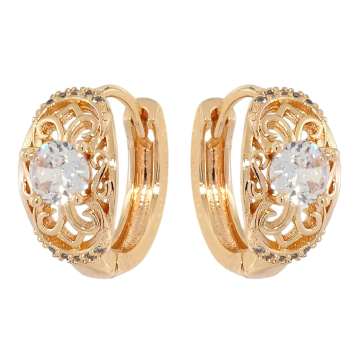Серьги Xuping M&L Цвет 18K колечки Ажурный узор с фианитом фото №3