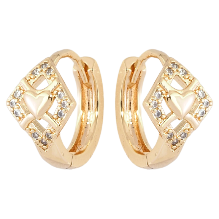 Сережки Xuping M&L Колір 18K колечка Ромби з візерунком сердечка і цирконієм фото №3 Сережки Xuping M&L Колір 18K колечка Ромби з візерунком сердечка і цирконієм фото №3