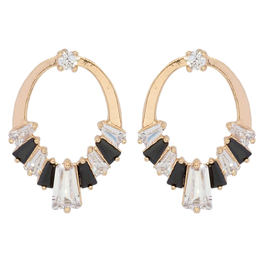 Серьги Xuping M&L Цвет 18K пусеты Узор с черно-белым цирконием фото №1 Серьги Xuping M&L Цвет 18K пусеты Узор с черно-белым цирконием фото №1