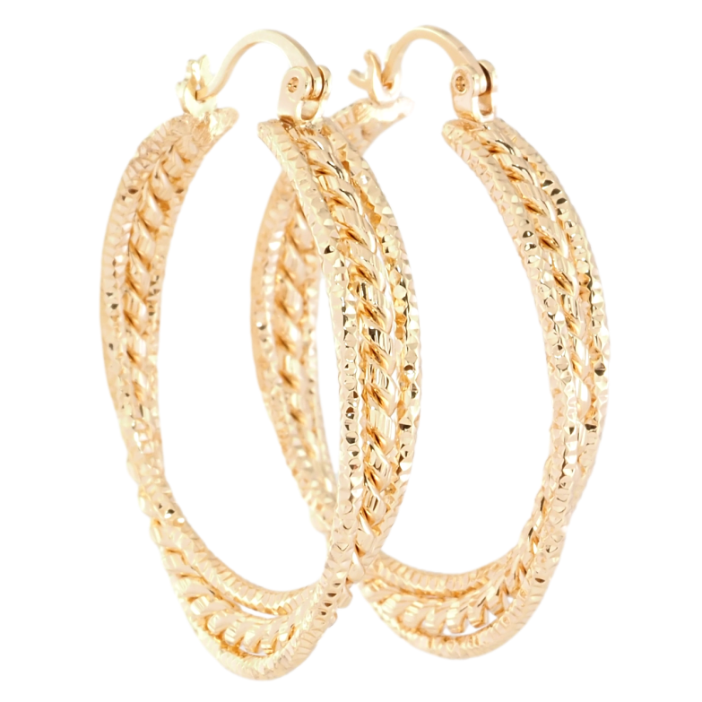 Сережки Xuping M&L Колір 18K кільця (конго) Декоративний візерунок ø 3.5см фото №18
