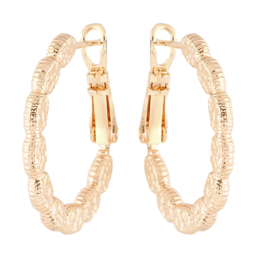 Сережки Xuping M&L Колір 18K кільця (конго) Декоративний візерунок ø 2.5см фото №1