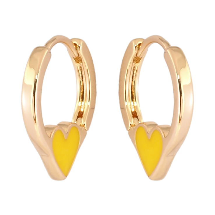Серьги Xuping Позолота 18K колечки Сердечки с желтой эмалью фото №21 Серьги Xuping Позолота 18K колечки Сердечки с желтой эмалью фото №21