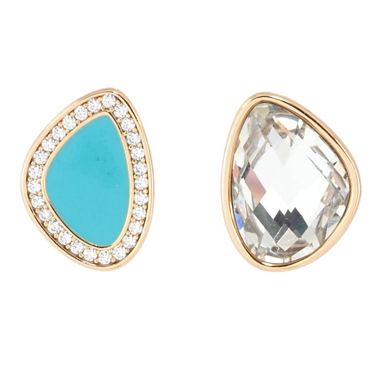 Серьги Xuping Позолота 18K пусеты Ассиметричные кристалл и бирюзовая эмаль фото №17 Серьги Xuping Позолота 18K пусеты Ассиметричные кристалл и бирюзовая эмаль фото №17