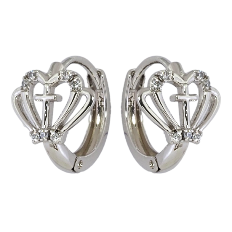 Сережки Xuping Родій колечка Візерунок корона з хрестиком фото №1 Сережки Xuping Родій колечка Візерунок корона з хрестиком фото №1